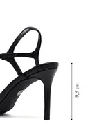 Women's Black Ankle Buckle Stoned Thin Heel Sandals | Derimod