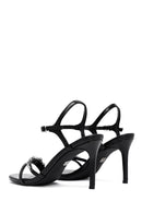 Women's Black Ankle Buckle Stoned Thin Heel Sandals | Derimod