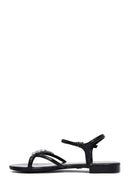 Women's Black Stone Flip Flops Sandals | Derimod