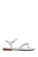 Women's Silver Stone Flip-Flop Sandals | Derimod