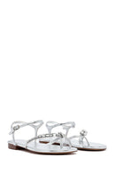Women's Silver Stone Flip-Flop Sandals | Derimod