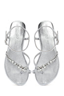 Women's Silver Stone Flip-Flop Sandals | Derimod