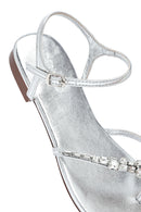 Women's Silver Stone Flip-Flop Sandals | Derimod