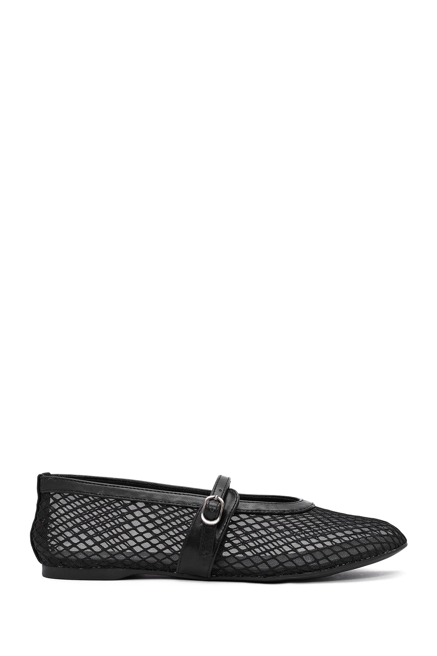 Women's Black Mesh Ballet Flats with Straps 25SFE48516F | Derimod