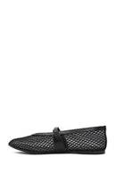 Women's Black Mesh Ballet Flats with Straps | Derimod