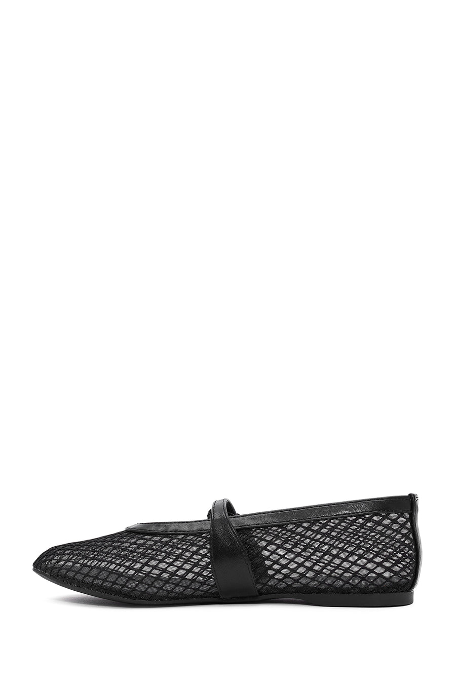 Women's Black Mesh Ballet Flats with Straps