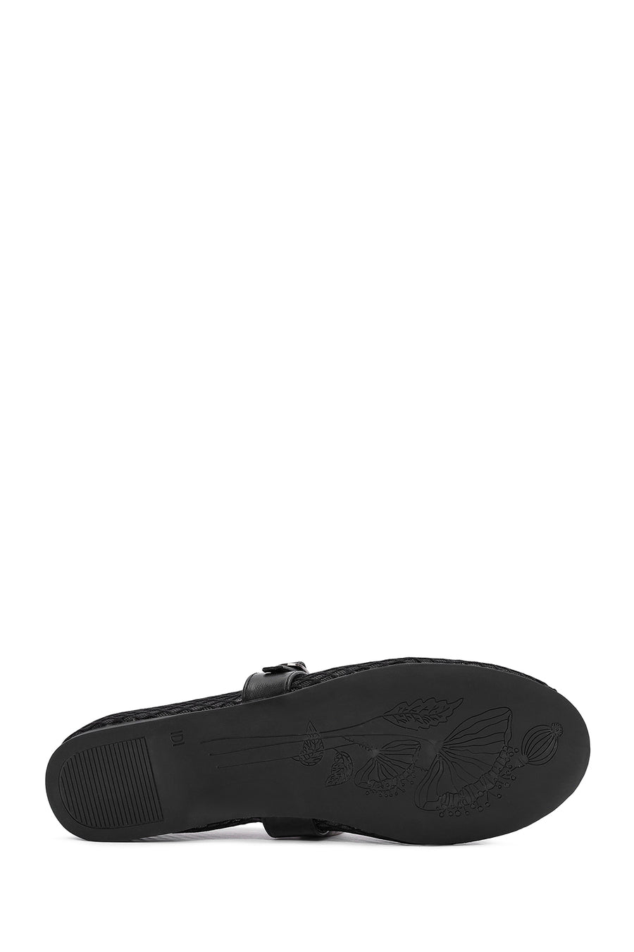 Women's Black Mesh Ballet Flats with Straps