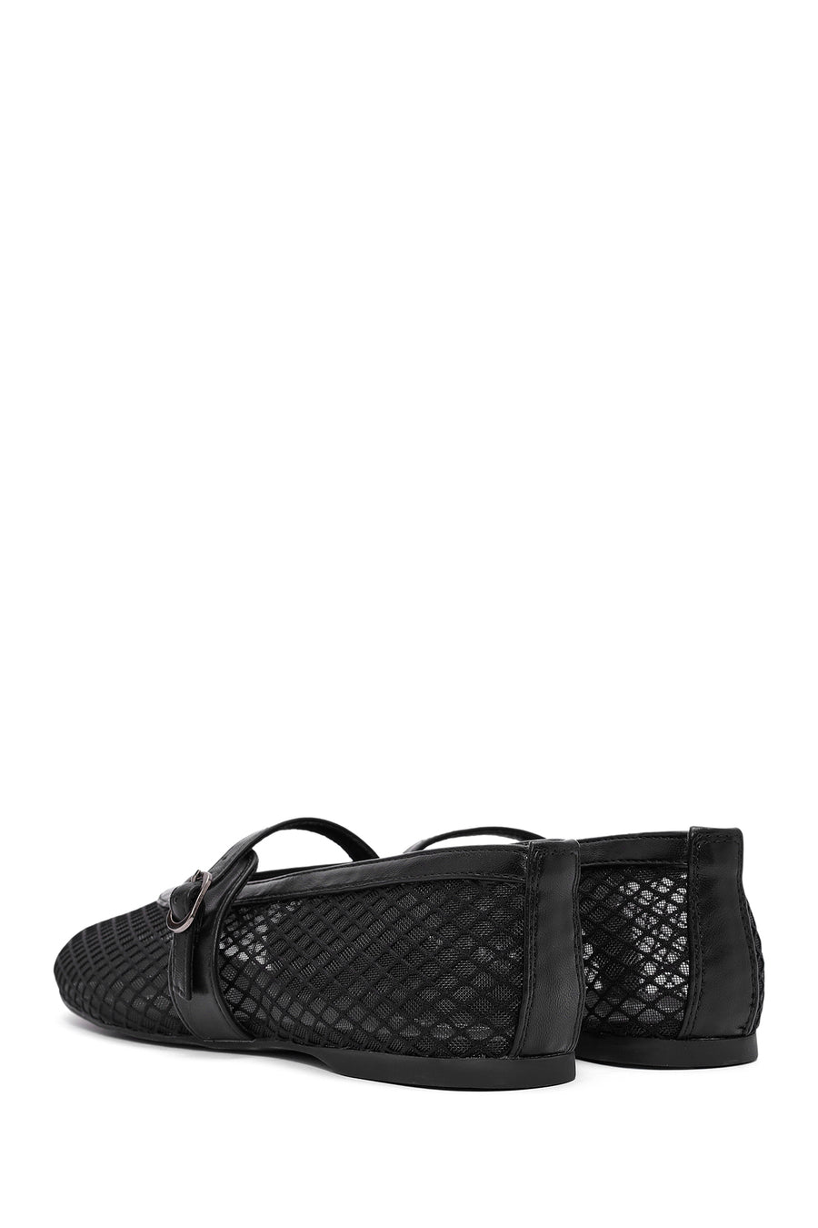 Women's Black Mesh Ballet Flats with Straps