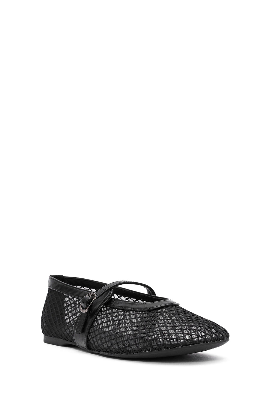 Women's Black Mesh Ballet Flats with Straps