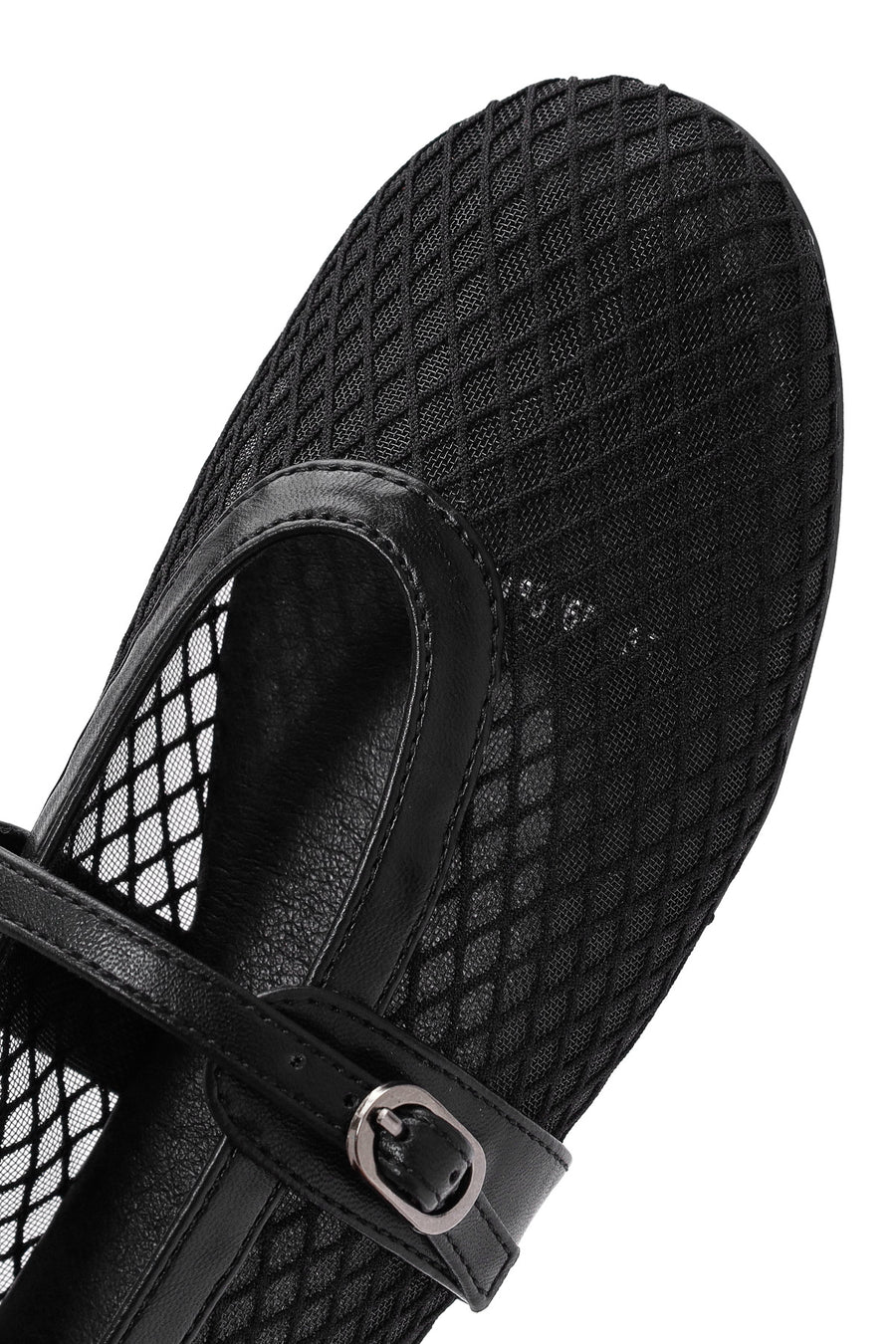 Women's Black Mesh Ballet Flats with Straps