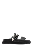 Women's Black Buckled Slippers | Derimod