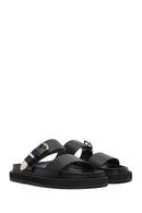 Women's Black Buckled Slippers | Derimod