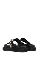 Women's Black Buckled Slippers | Derimod