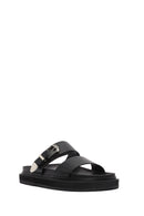 Women's Black Buckled Slippers | Derimod