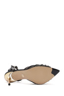 Women's Black Ankle Strap Leather High Thin Heel Sandals | Derimod
