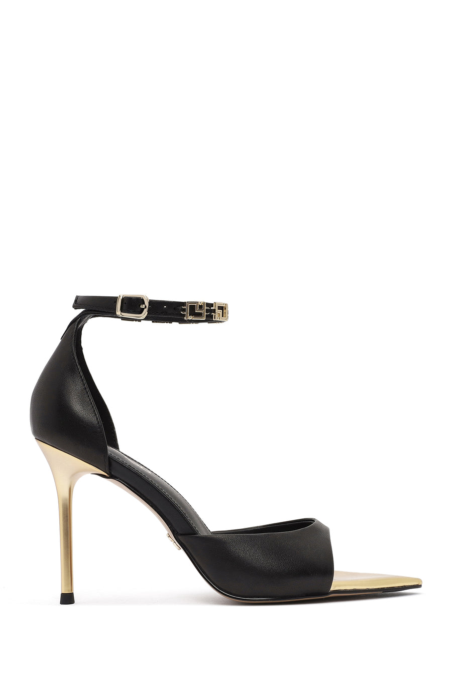 Women's Black Ankle Strap Leather High Thin Heel Shoes 25SFE494818 | Derimod