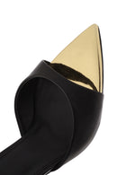 Women's Black Ankle Strap Leather High Thin Heel Shoes | Derimod