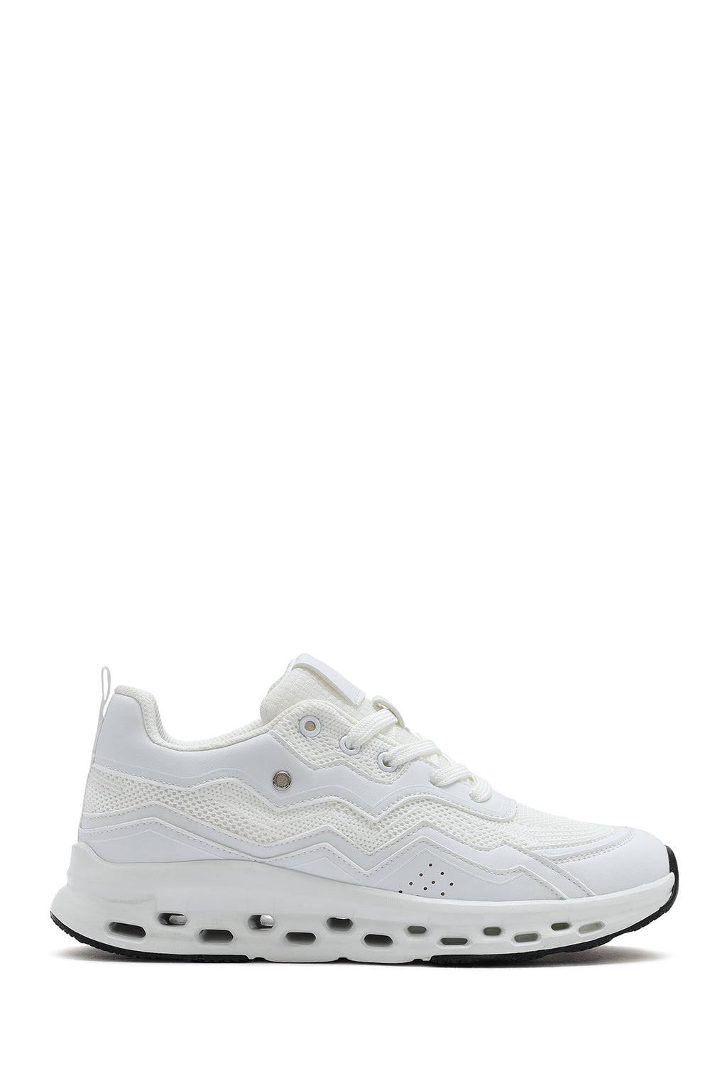 Kadın Beyaz Bağcıklı Kalın Tabanlı Sneaker