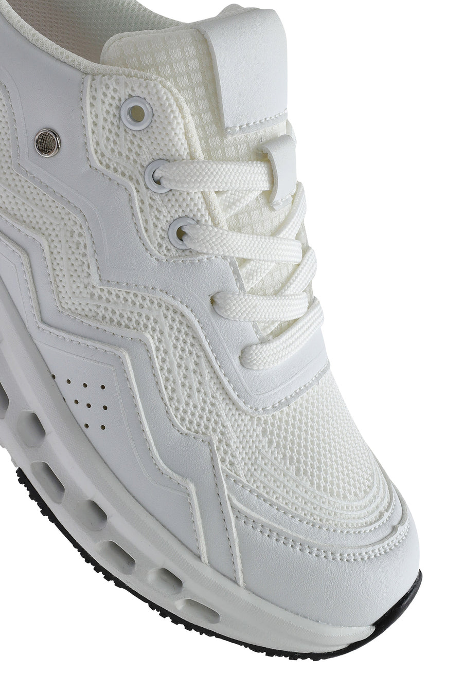 Kadın Beyaz Bağcıklı Kalın Tabanlı Sneaker