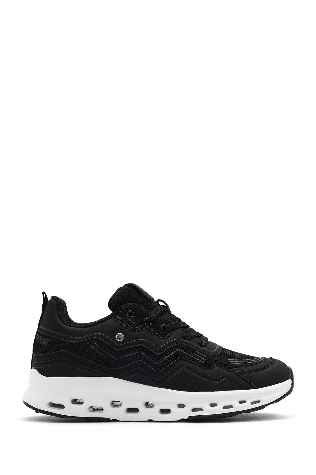 Kadın Siyah Bağcıklı Kalın Tabanlı Sneaker