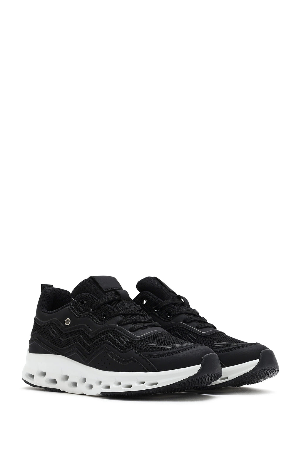 Kadın Siyah Bağcıklı Kalın Tabanlı Sneaker