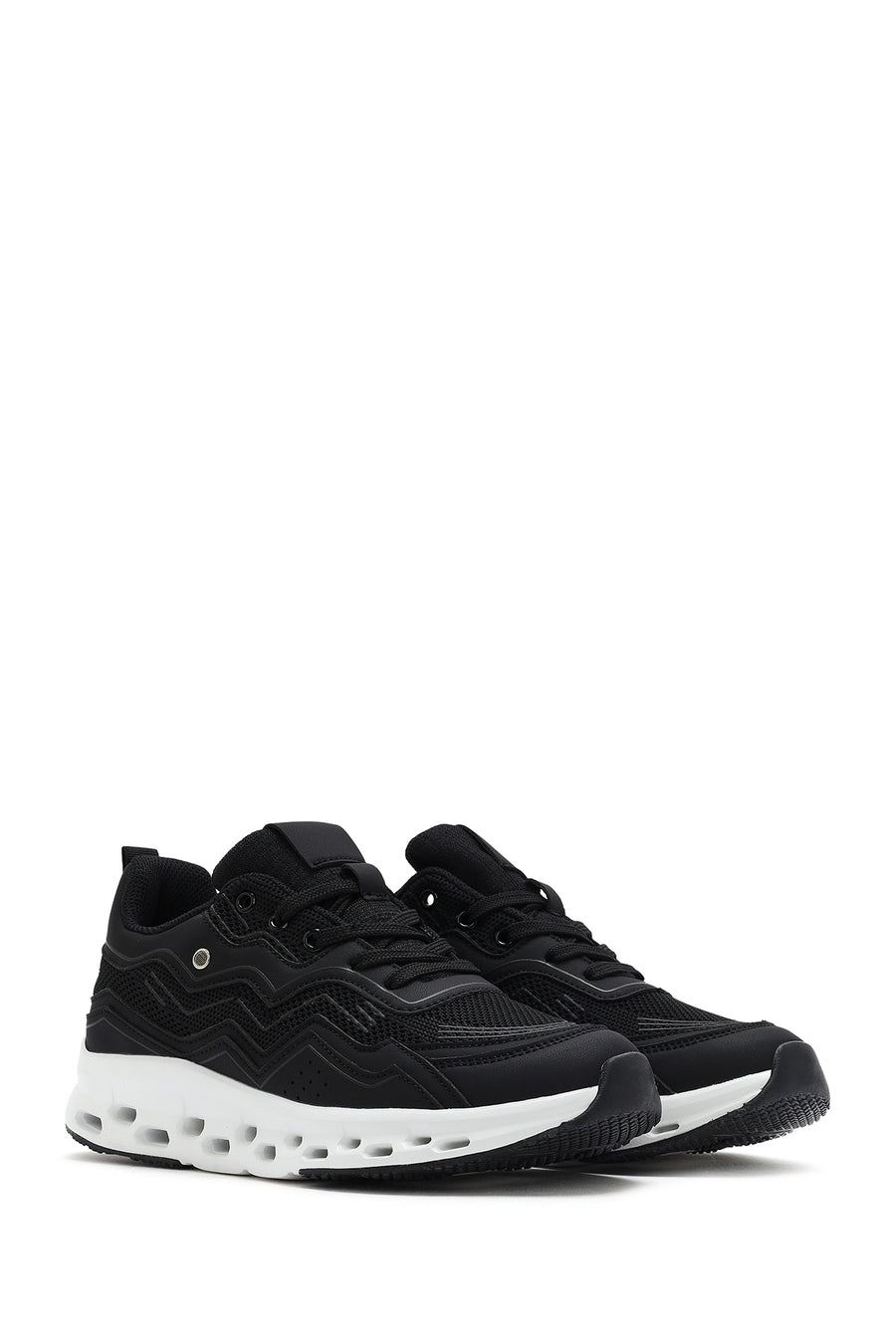 Kadın Siyah Bağcıklı Kalın Tabanlı Sneaker