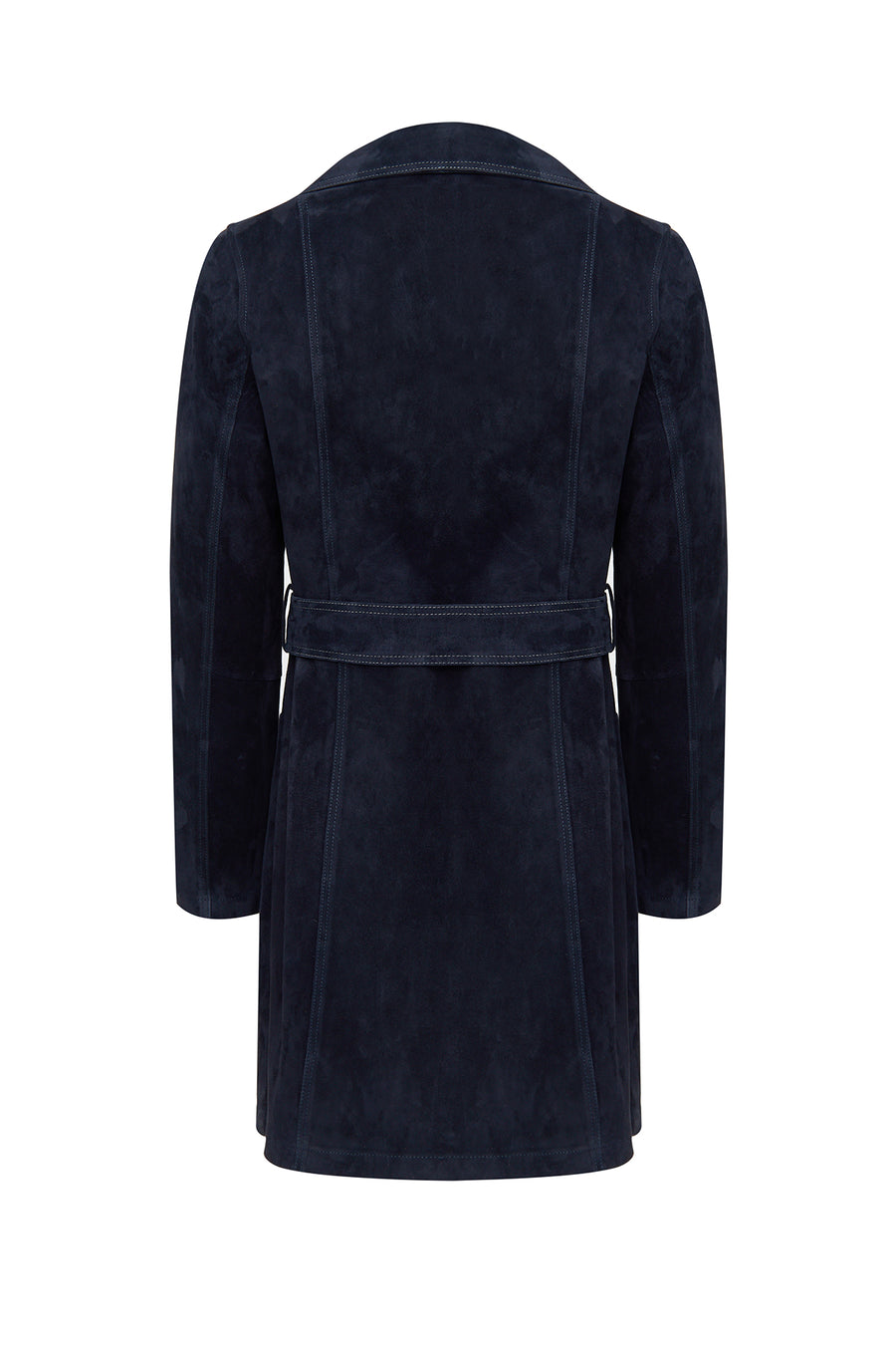 Argentina Women's Navy Blue Suede Leather Trench Coat