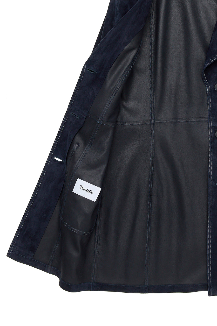 Argentina Women's Navy Blue Suede Leather Trench Coat