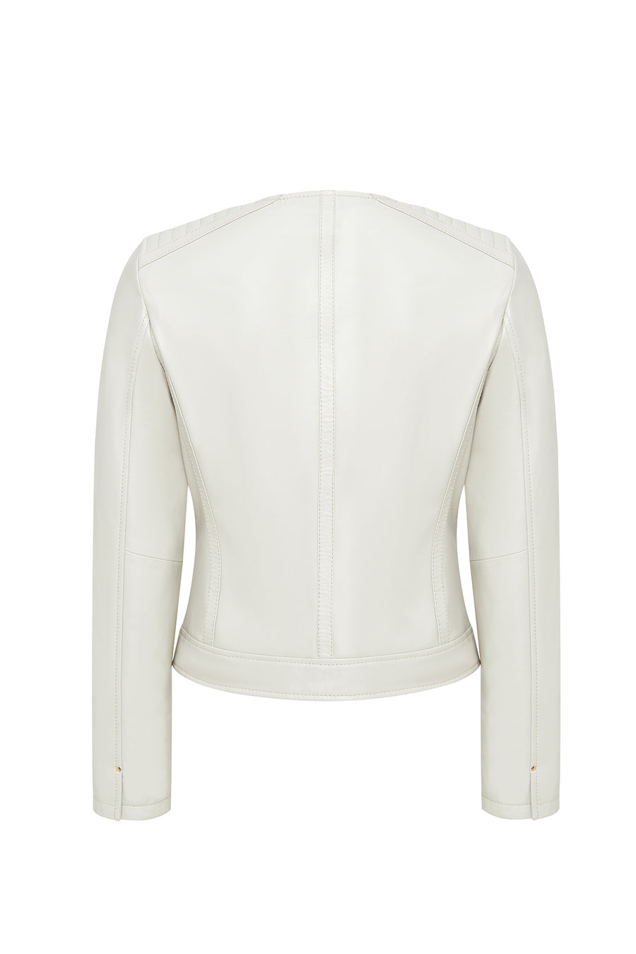 Zoey Women's Beige Short Leather Jacket