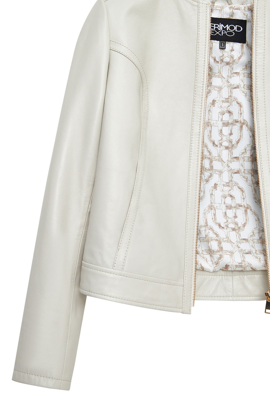 Zoey Women's Beige Short Leather Jacket