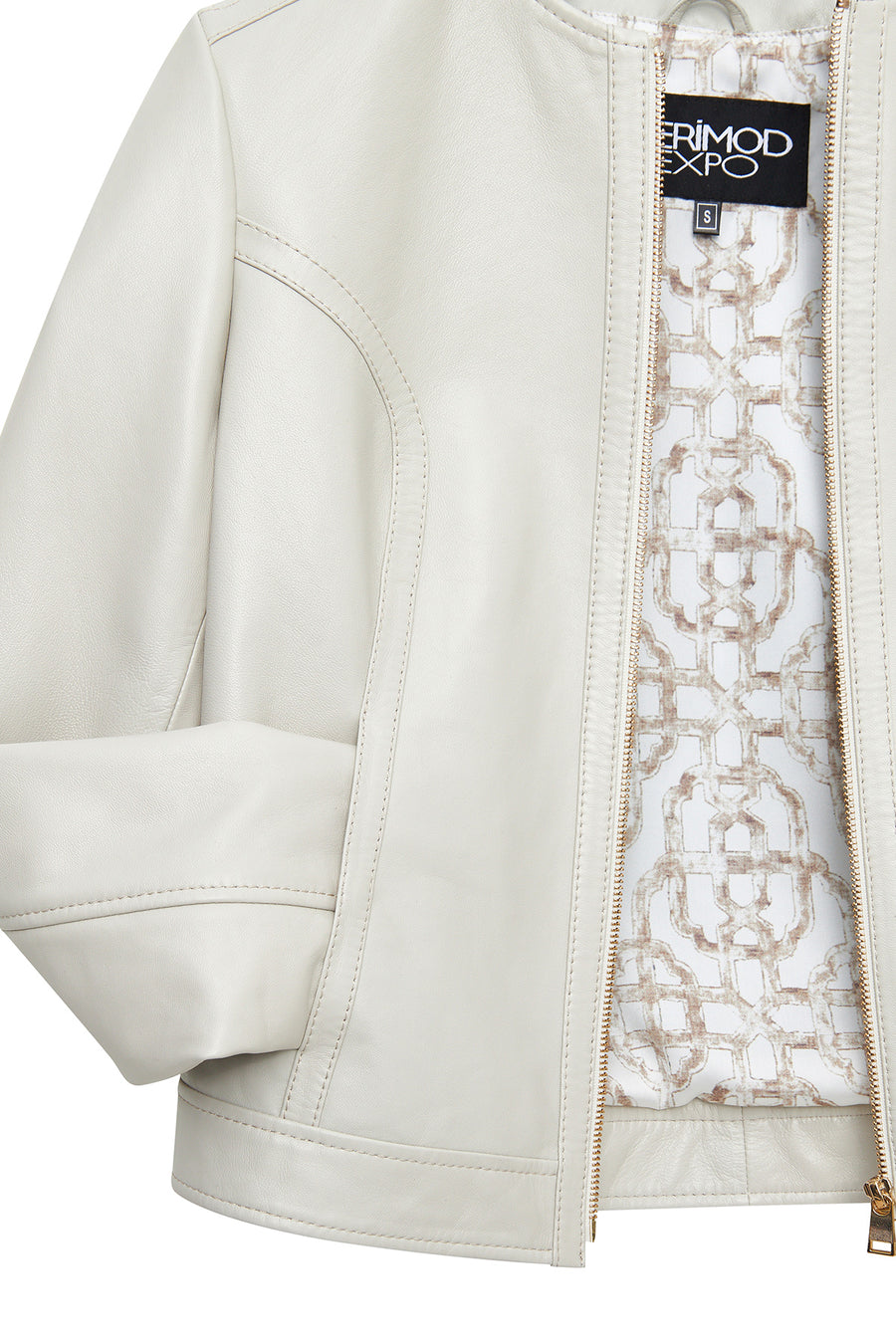 Zoey Women's Beige Short Leather Jacket