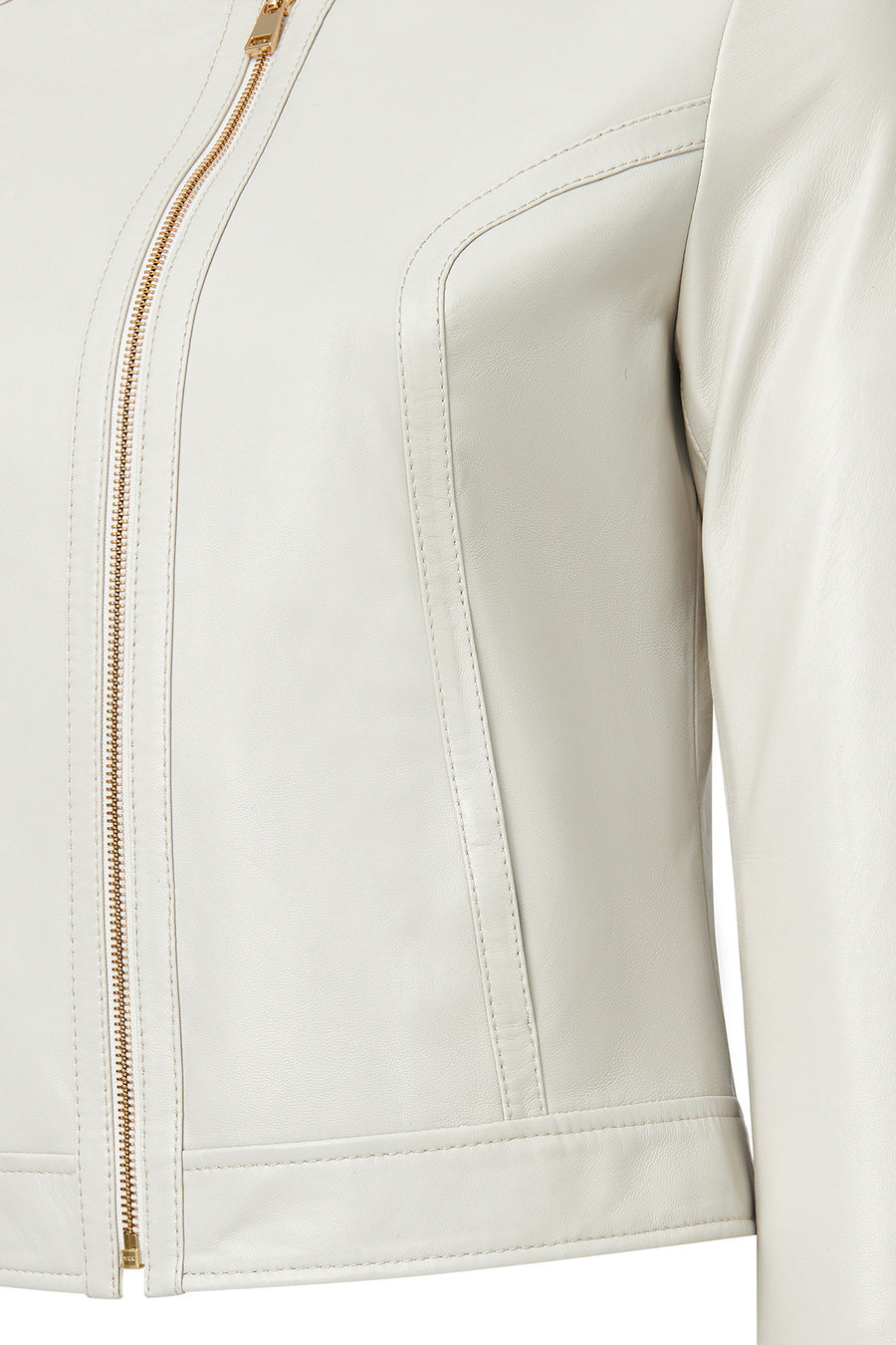 Zoey Women's Beige Short Leather Jacket