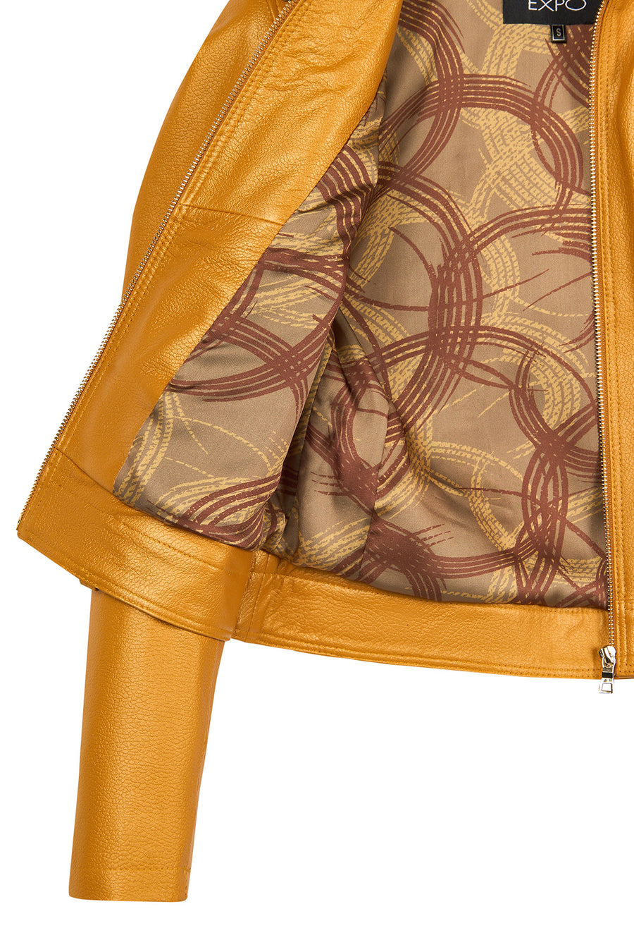 Sonia Woman Yellow Mandarin Collar Short Leather Jacket