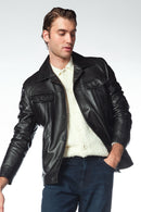 Axel Men's Black Leather Jacket | Derimod