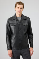 Axel Men's Black Leather Jacket | Derimod