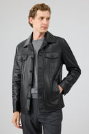 Axel Men's Black Leather Jacket | Derimod