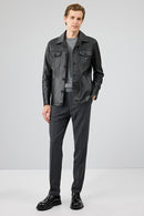 Axel Men's Black Leather Jacket | Derimod