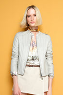 Cherie Women's Beige Slim Short Leather Jacket | Derimod