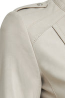 Cherie Women's Beige Slim Short Leather Jacket | Derimod