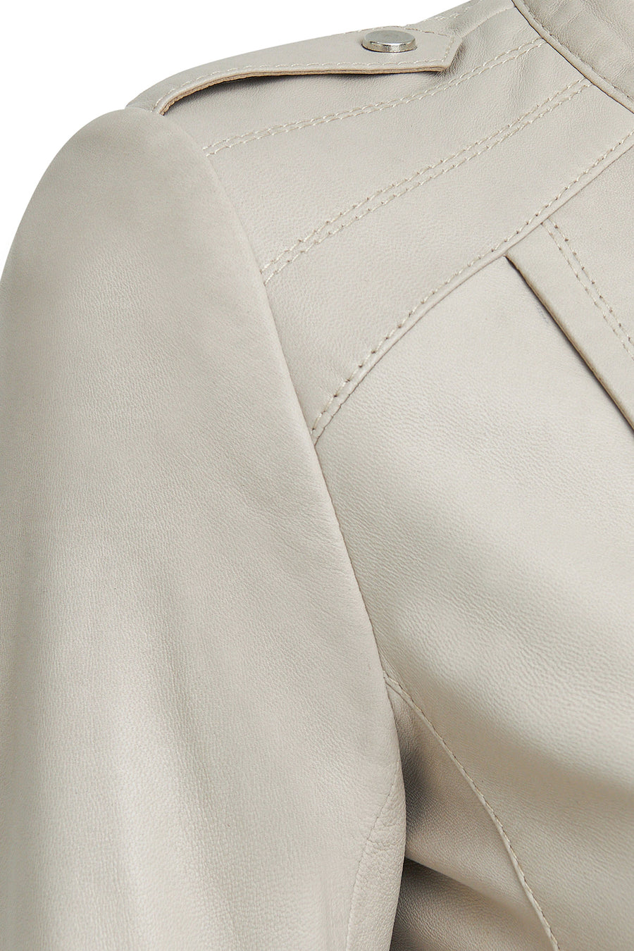 Cherie Women's Beige Slim Short Leather Jacket
