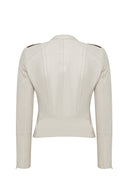 Cherie Women's Beige Slim Short Leather Jacket | Derimod