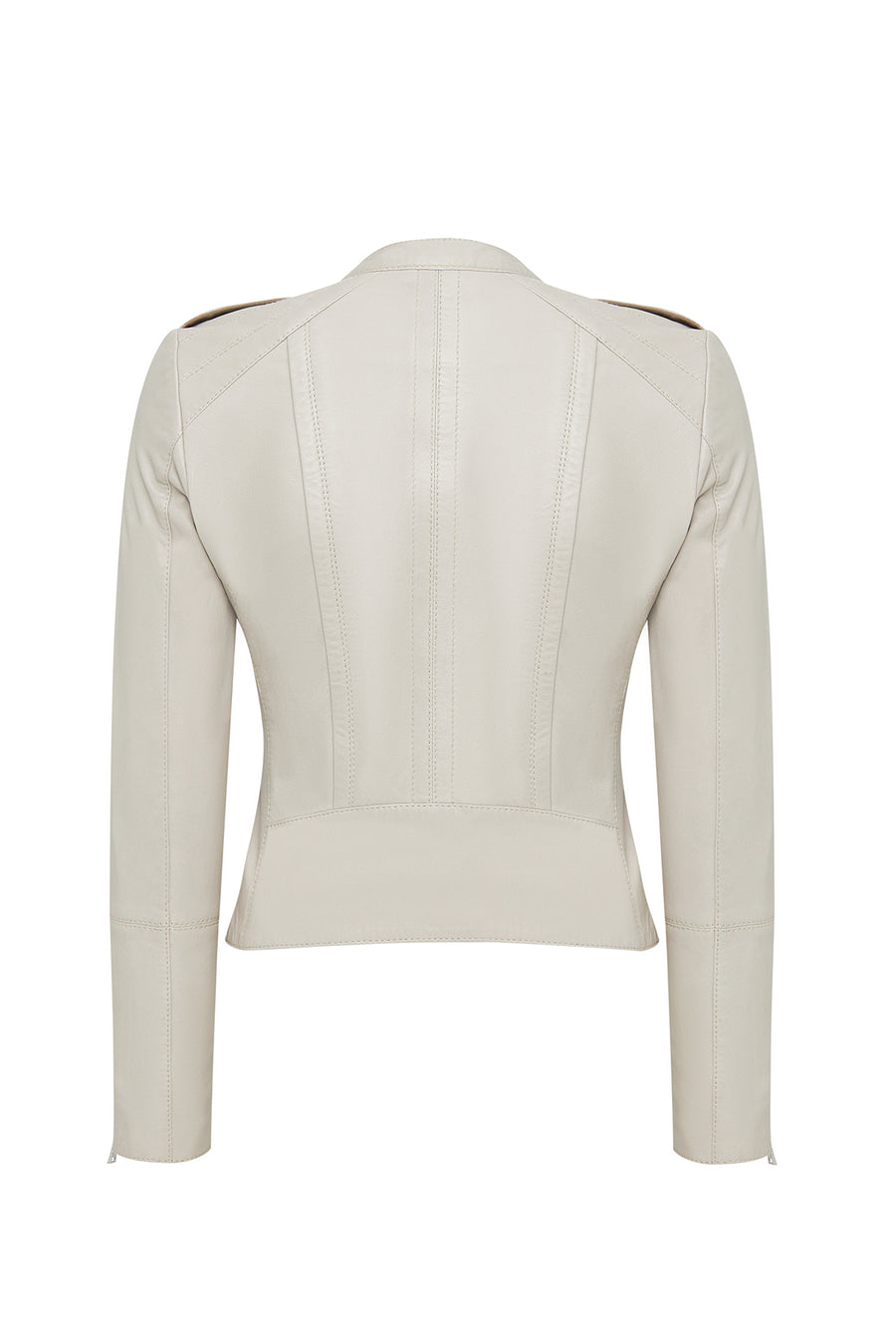 Cherie Women's Beige Slim Short Leather Jacket
