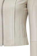 Cherie Women's Beige Slim Short Leather Jacket | Derimod