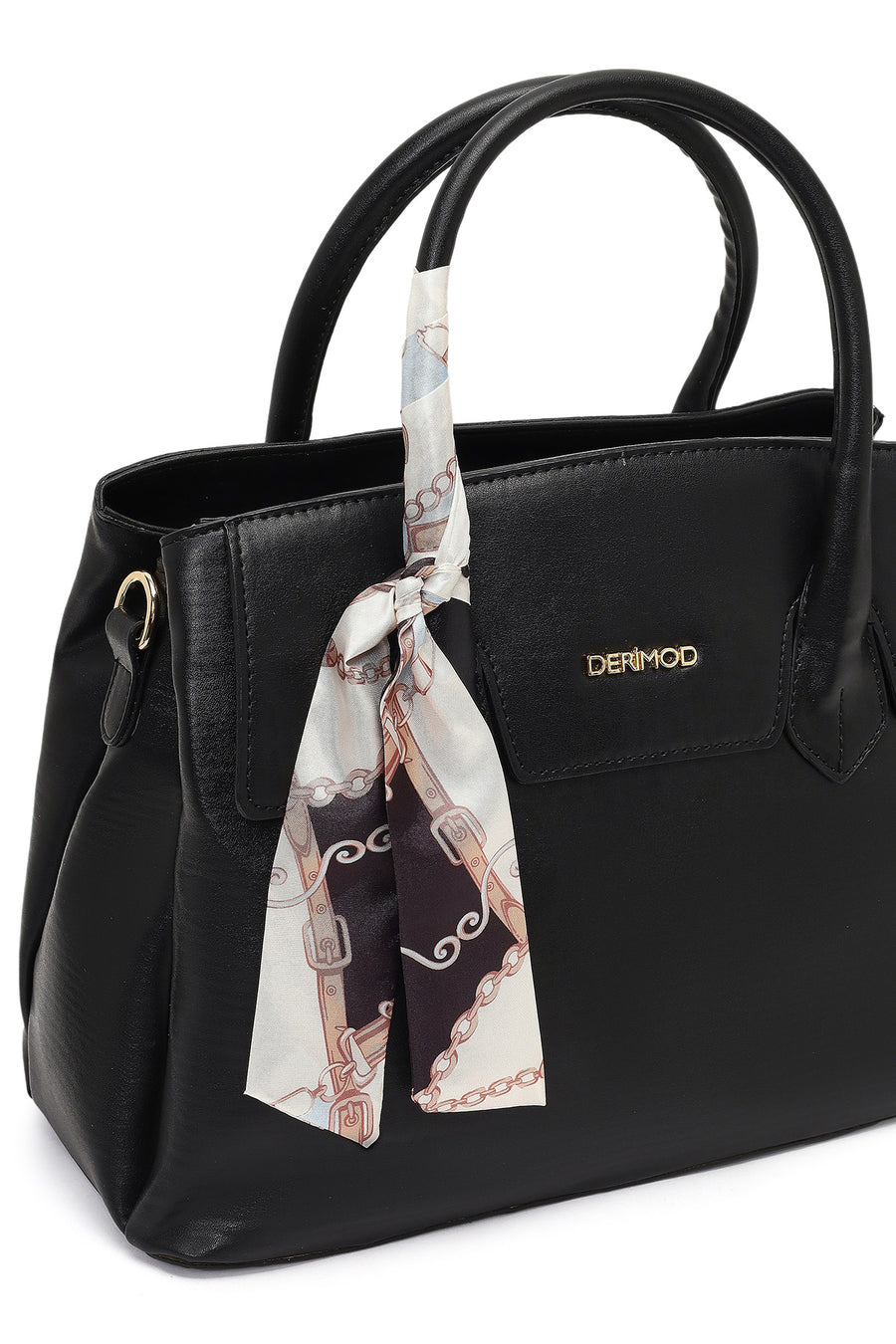 Women's Black Long Strapped Accessorized Shoulder Bag