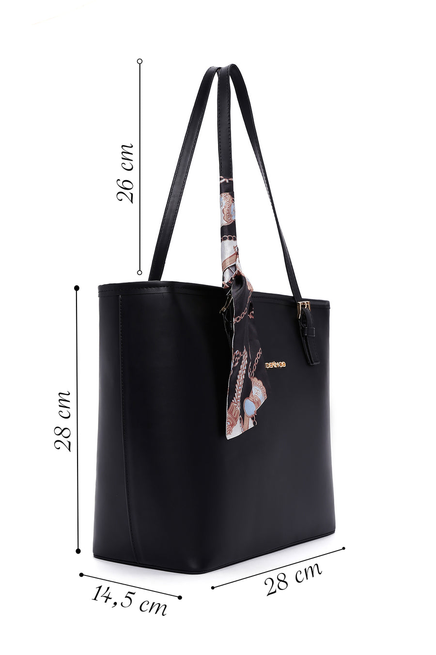 Women's Black Shoulder Bag with Accessories