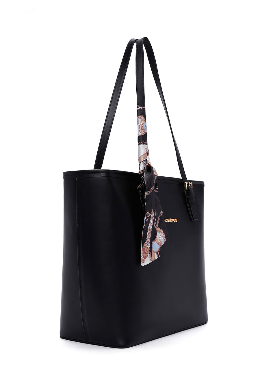 Women's Black Shoulder Bag with Accessories