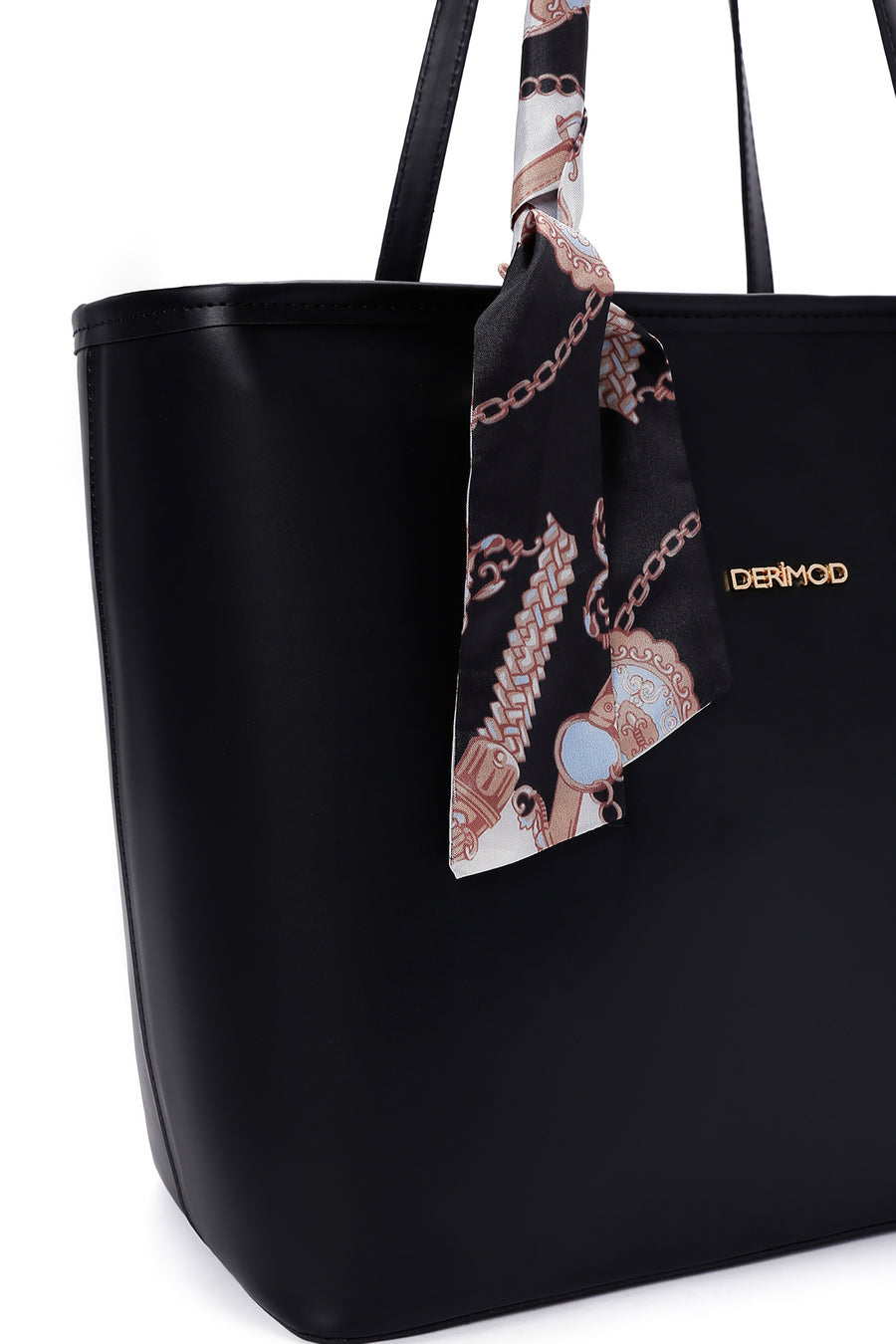 Women's Black Shoulder Bag with Accessories