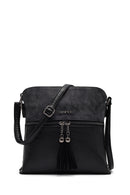 Women's Black Long Strap Tassel Crossbody Bag | Derimod