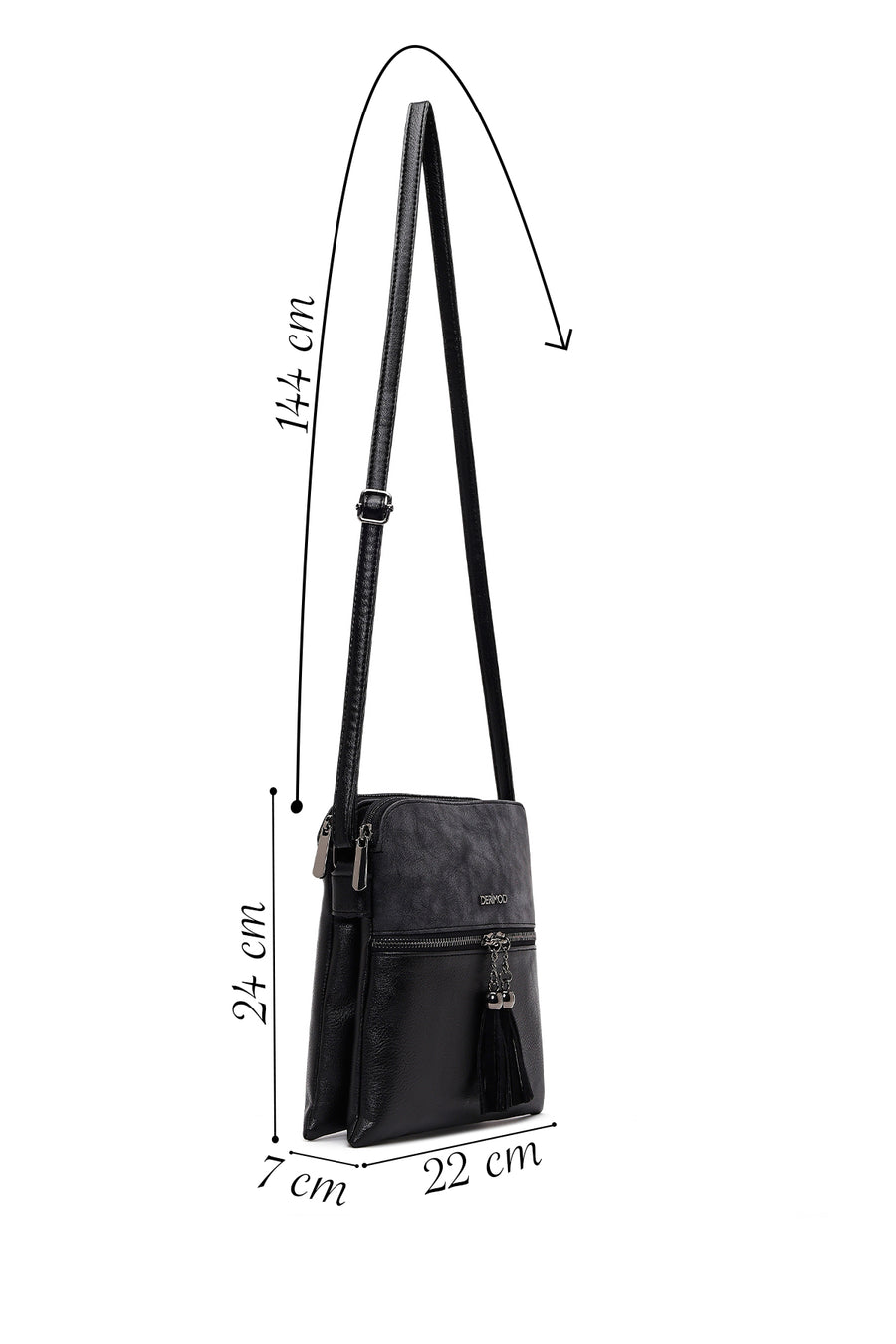 Women's Black Long Strap Tassel Crossbody Bag