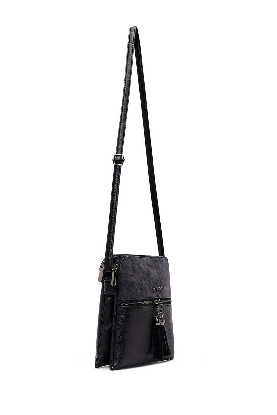 Women's Black Long Strap Tassel Crossbody Bag